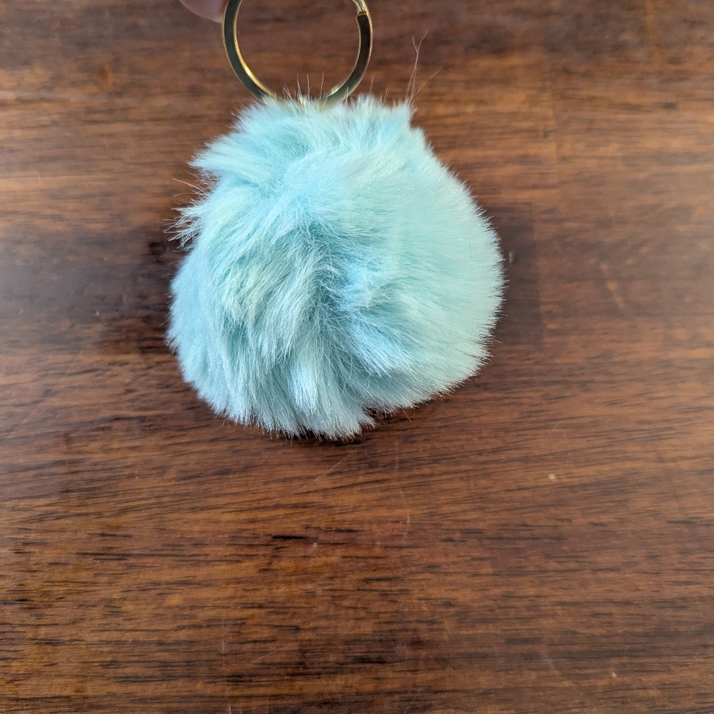 Fluffy Blue Keychain Pom Pom